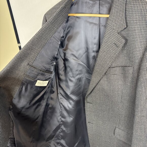 Jack Victor 100% Wool Blazer Men’s 44R Houndstooth Sport Coat Gray - Picture 6 of 8